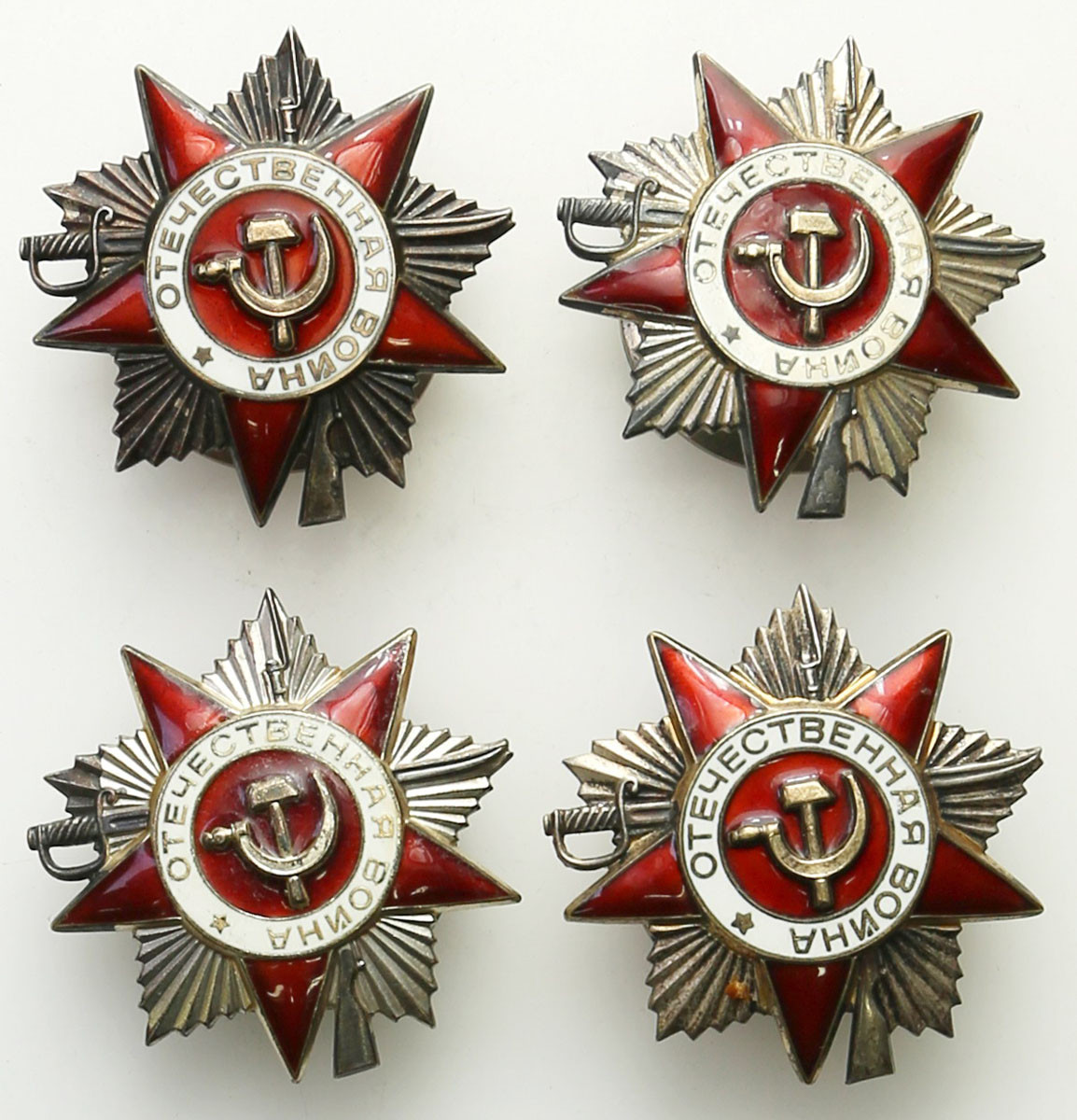 Rosja, ZSRR. Order Wojny Ojczyźnianej II klasy po 1985 roku, srebro, zestaw 4 sztuk